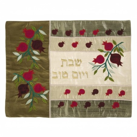 Yair Emanuel Raw Silk Challah Cover - Pomegranates Gold