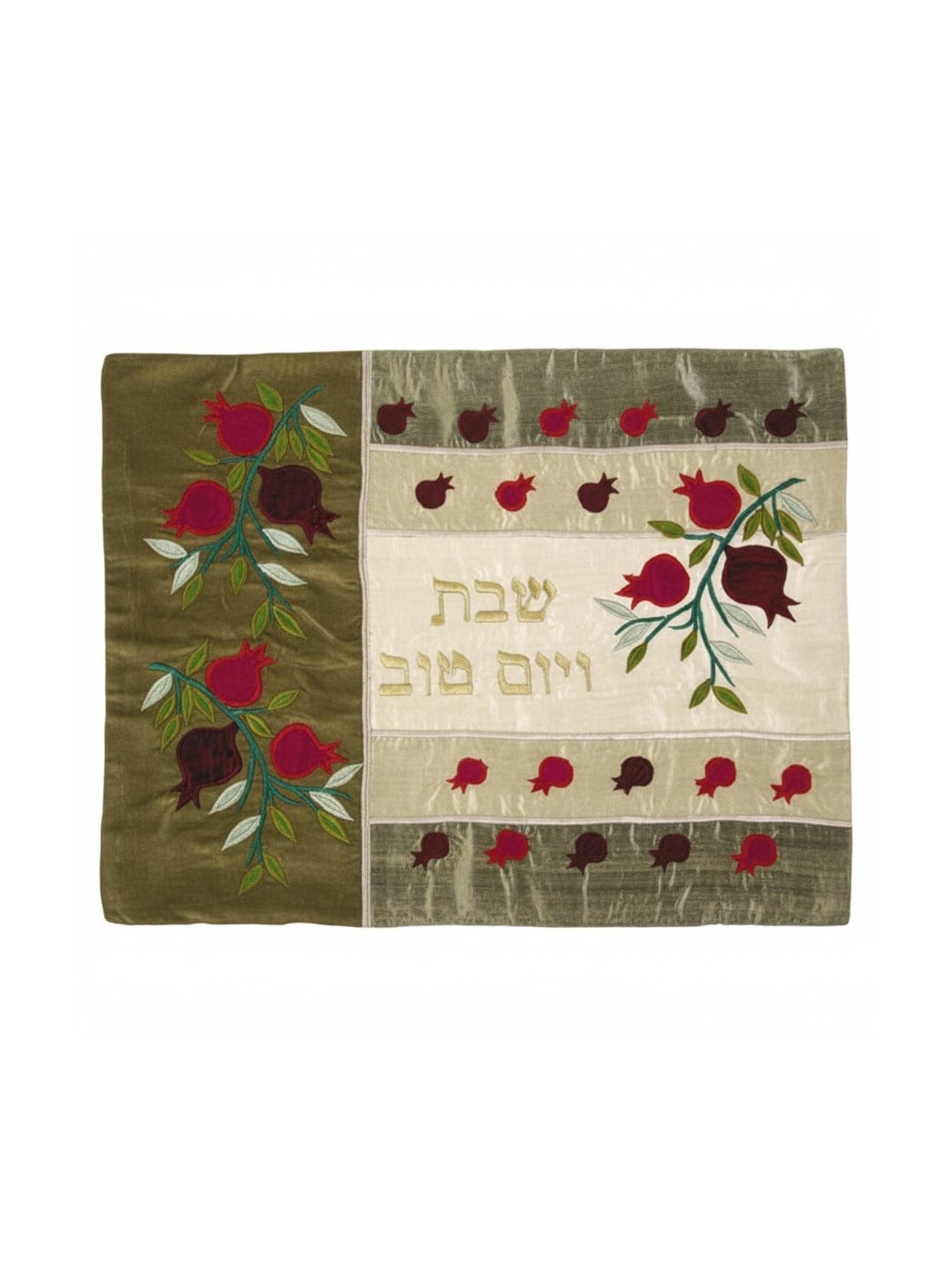 Yair Emanuel Raw Silk Challah Cover - Pomegranates Gold