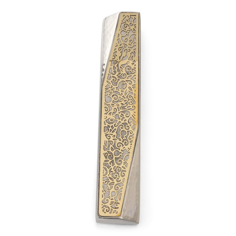 Modern Designer Mezuzah Case With Pomegranate Motif By Yair Emanuel (C