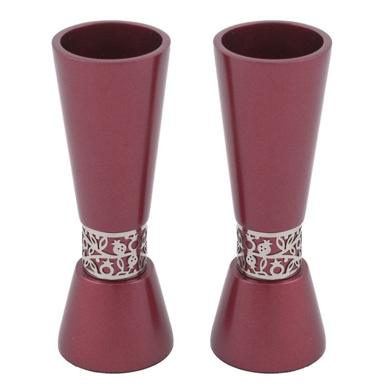 Yair Emanuel Anodized Aluminum Pomegranate Candlesticks