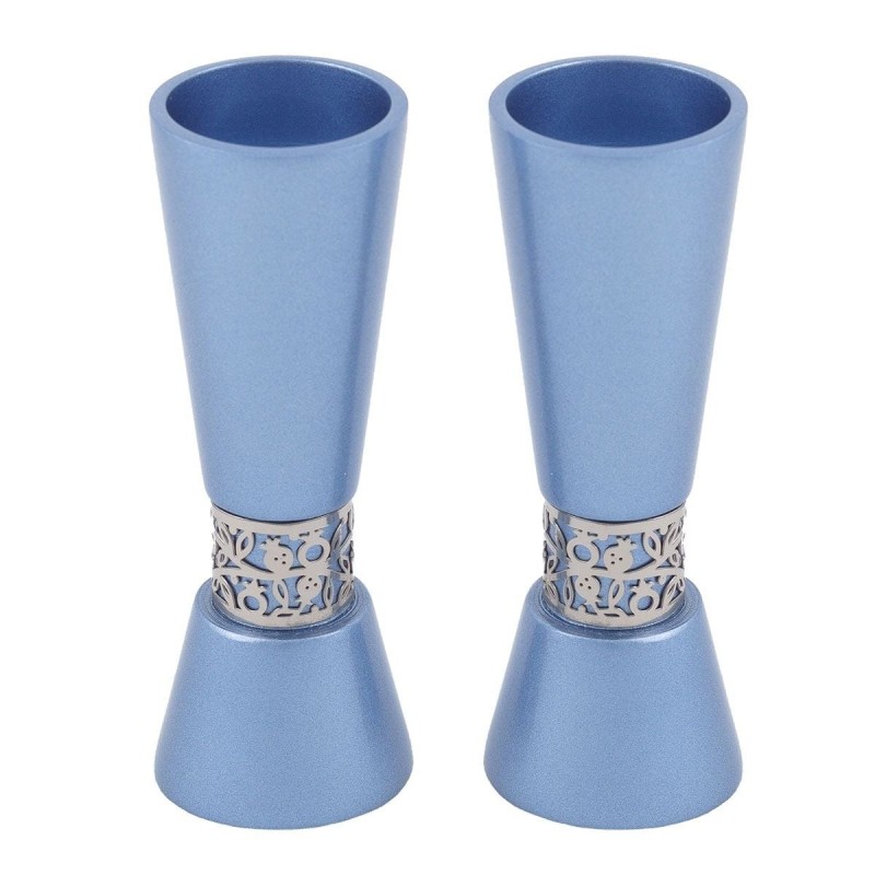 Yair Emanuel Anodized Aluminum Pomegranate Candlesticks