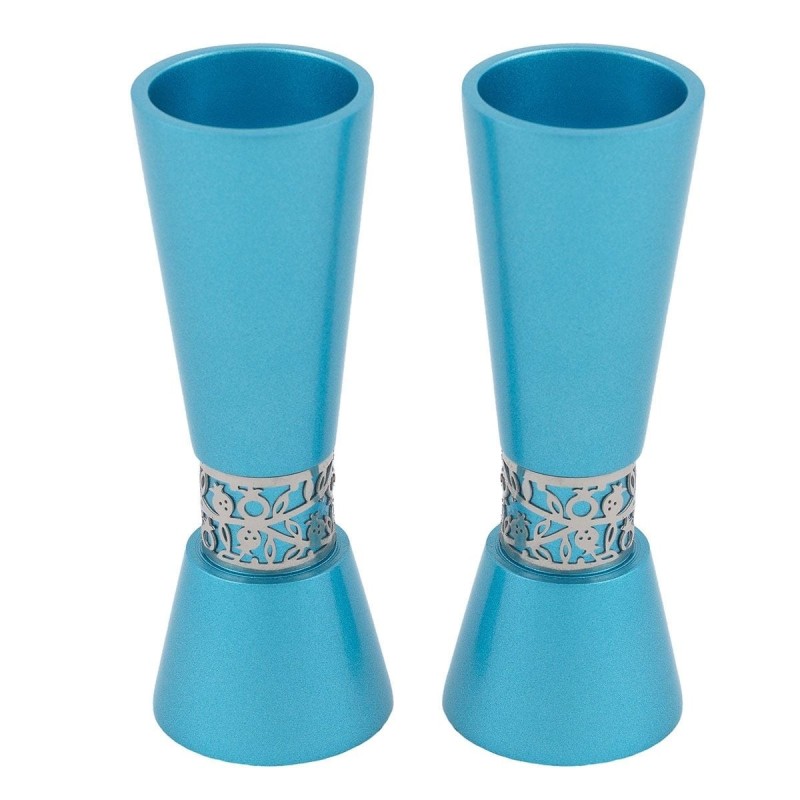 Yair Emanuel Anodized Aluminum Pomegranate Candlesticks