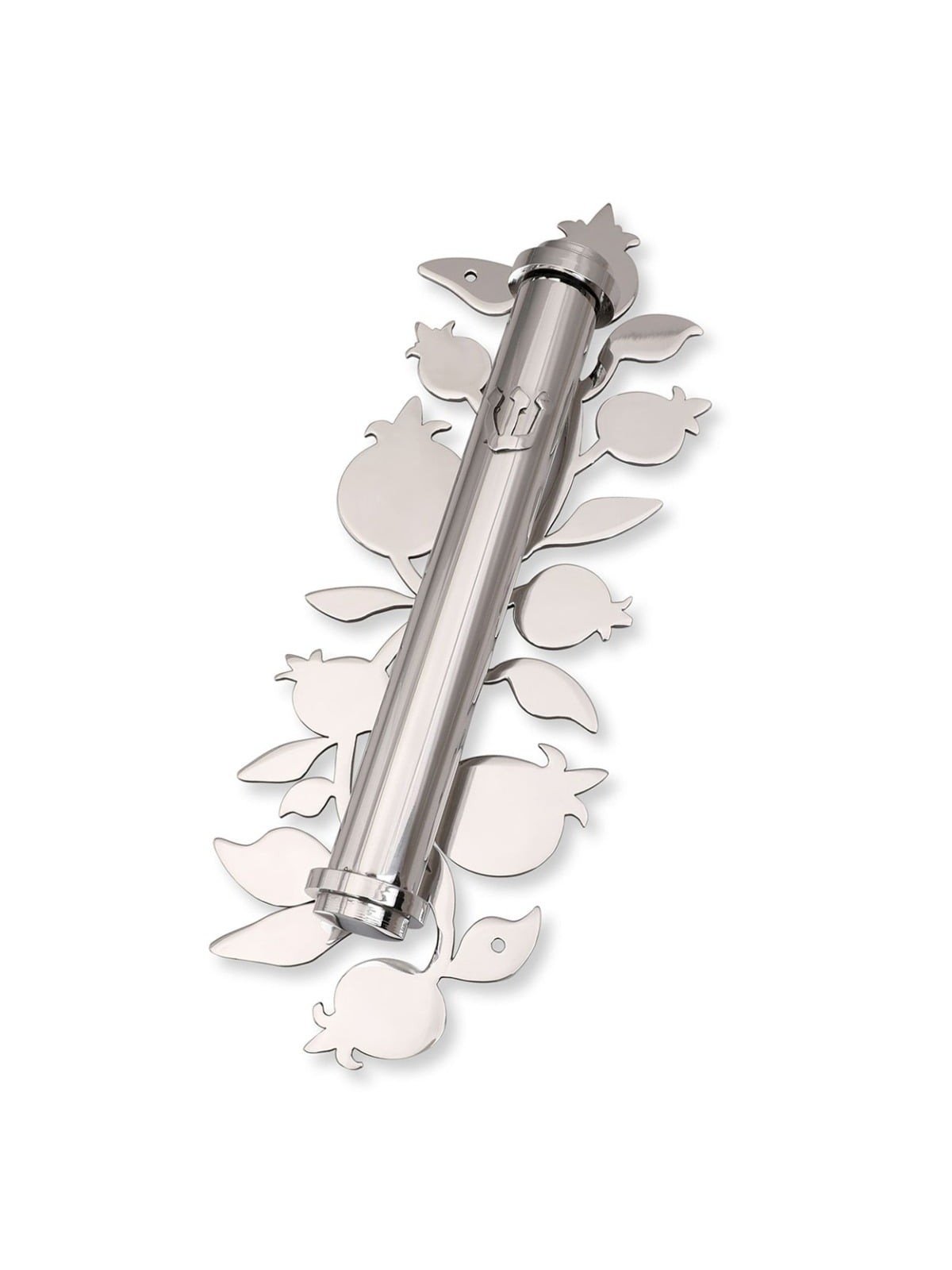 Yair Emanuel Large Stainless Steel Mezuzah Case With Pomegranate Desig