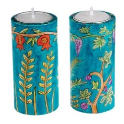 Yair Emanuel Round Candlesticks - Seven Species (large)