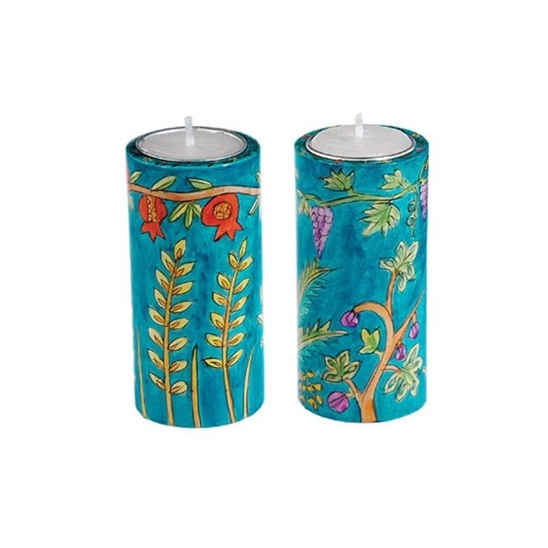 Yair Emanuel Round Candlesticks - Seven Species (large)