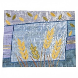 Yair Emanuel Raw Silk Challah Cover - Classic Wheat in Blue