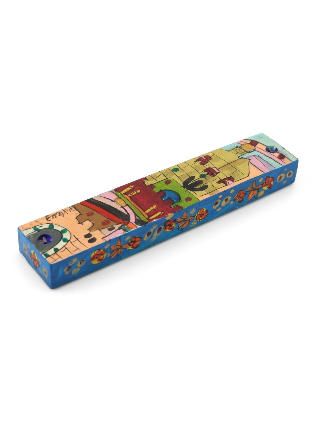 Yair Emanuel Small Wooden Mezuzah - Jerusalem Color