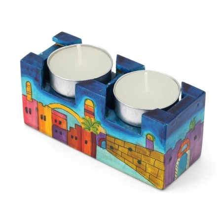 Yair Emanuel Hand Painted Travel Shabbat Candle Tower