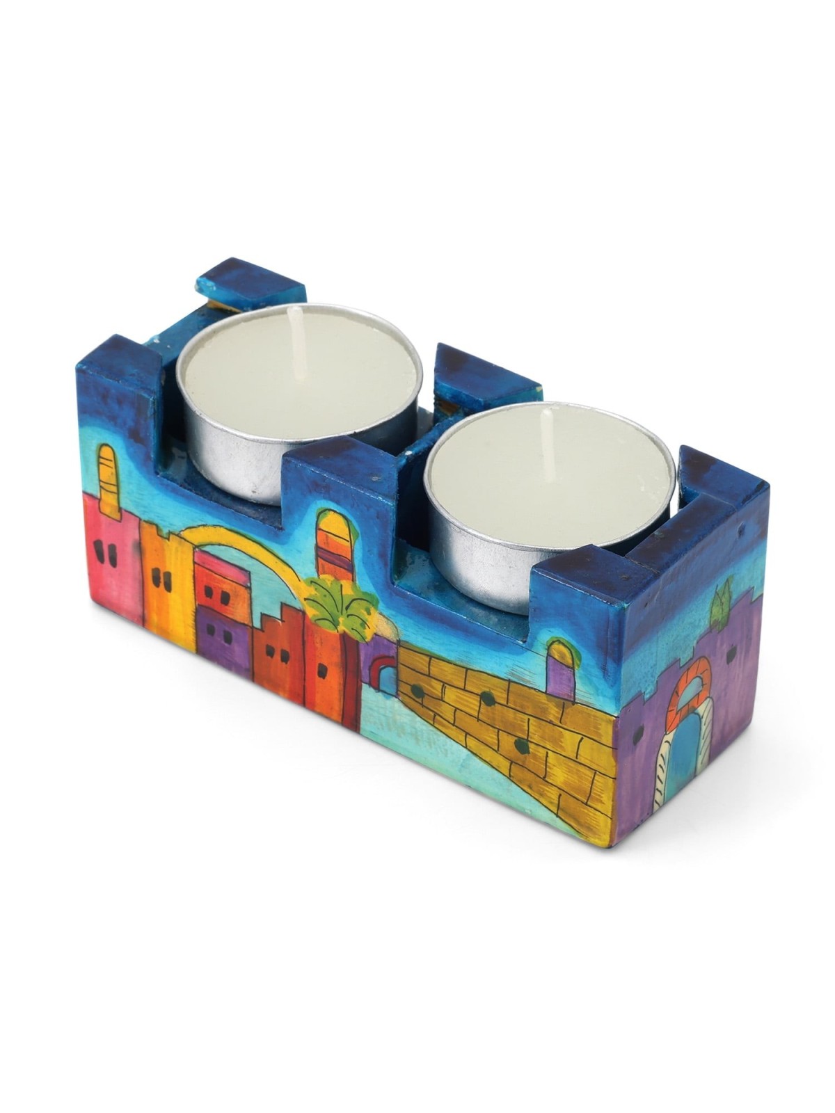 Yair Emanuel Hand Painted Travel Shabbat Candle Tower
