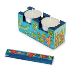 Yair Emanuel Hand Painted Travel Shabbat Candle Tower