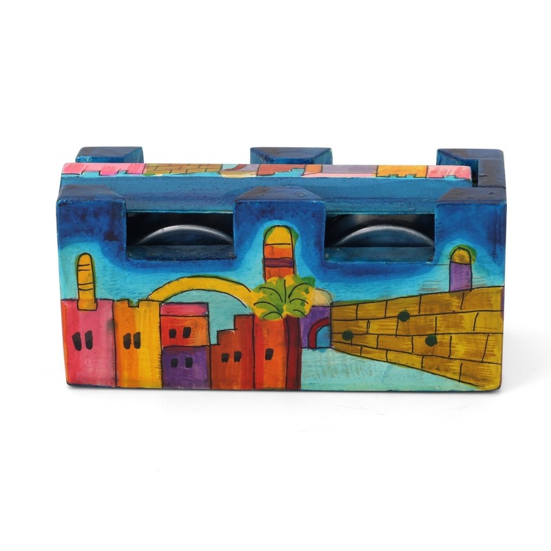 Yair Emanuel Hand Painted Travel Shabbat Candle Tower