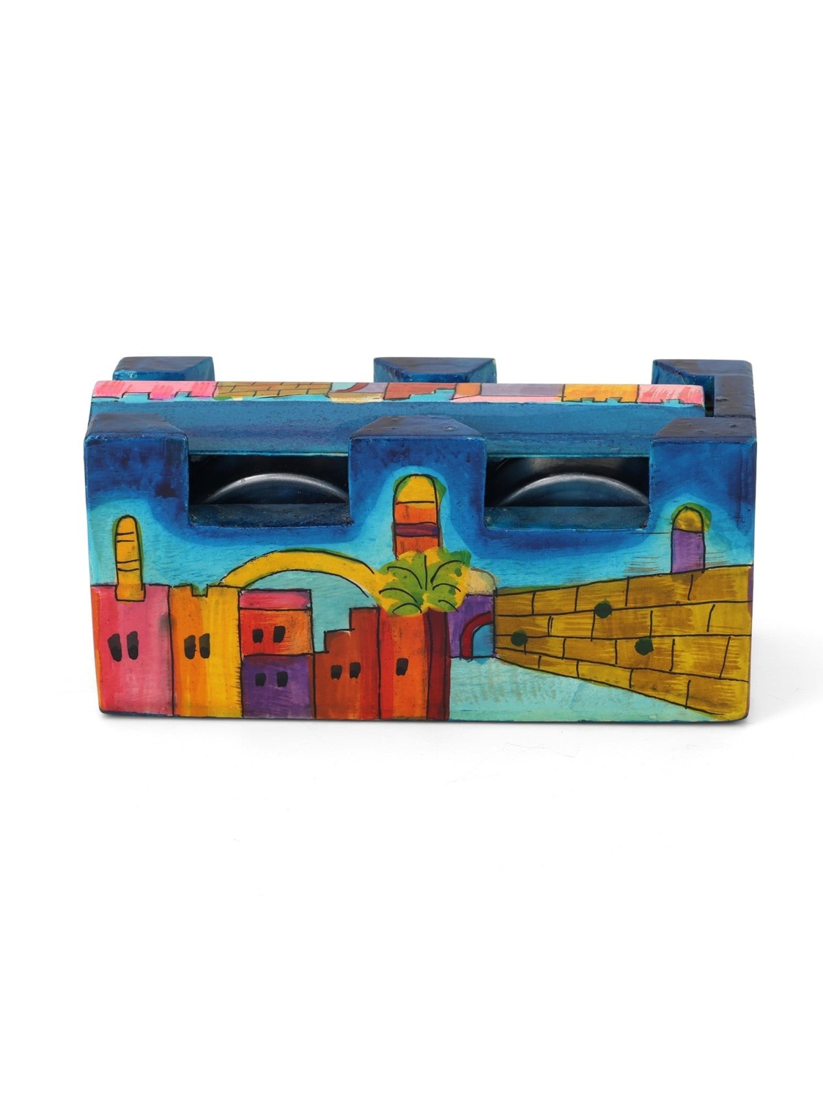 Yair Emanuel Hand Painted Travel Shabbat Candle Tower