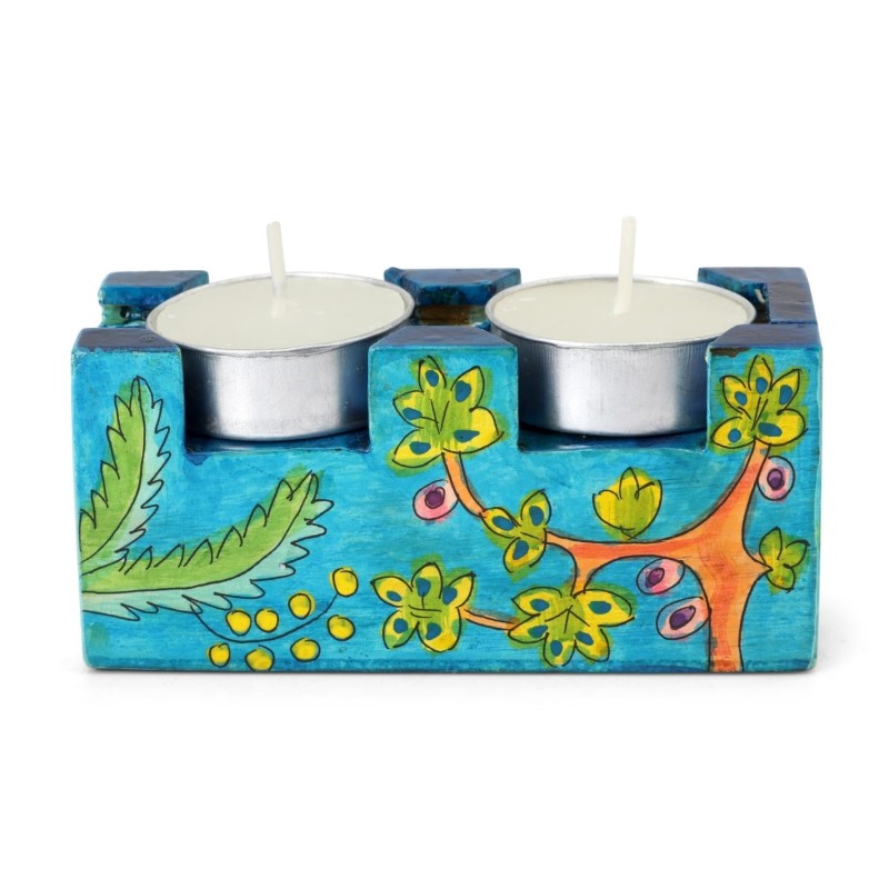 Yair Emanuel Hand Painted Travel Shabbat Candle Tower