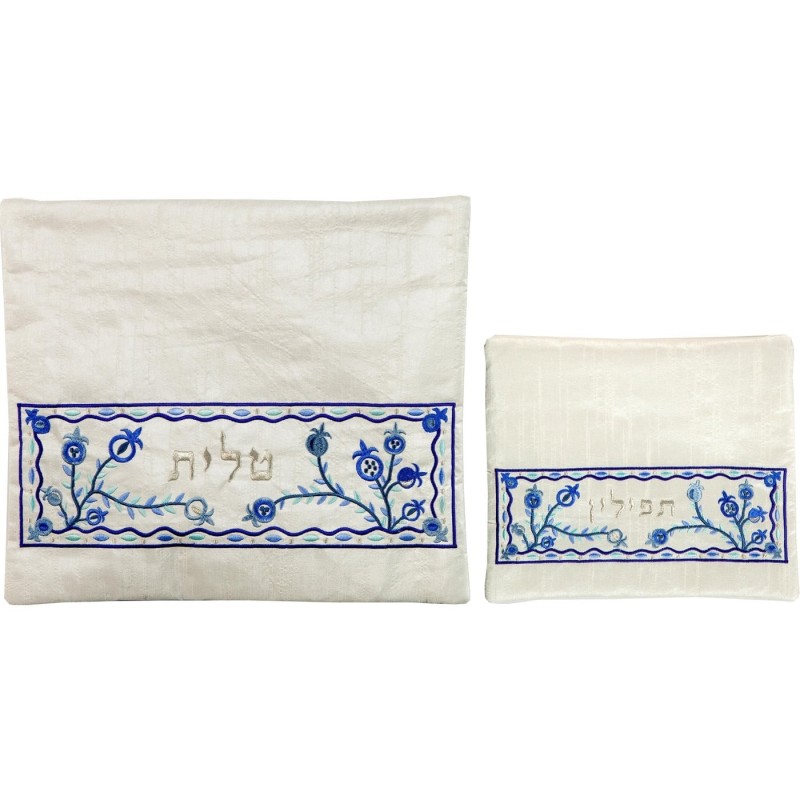 Yair Emanuel Machine Embroidered Tallit and Tefillin Bag Set - Pomegra