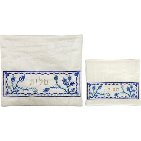 Yair Emanuel Machine Embroidered Tallit and Tefillin Bag Set - Pomegra