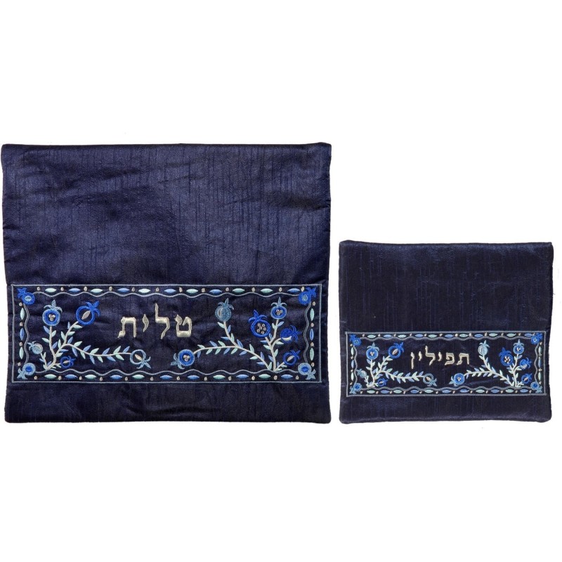 Yair Emanuel Machine Embroidered Tallit and Tefillin Bag Set - Pomegra