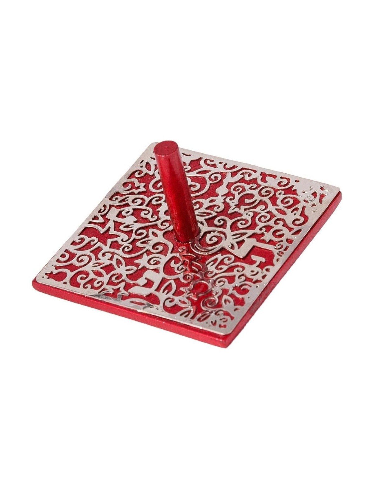 Yair Emanuel Pomegranate & Floral Pattern Square Dreidel (In Range of