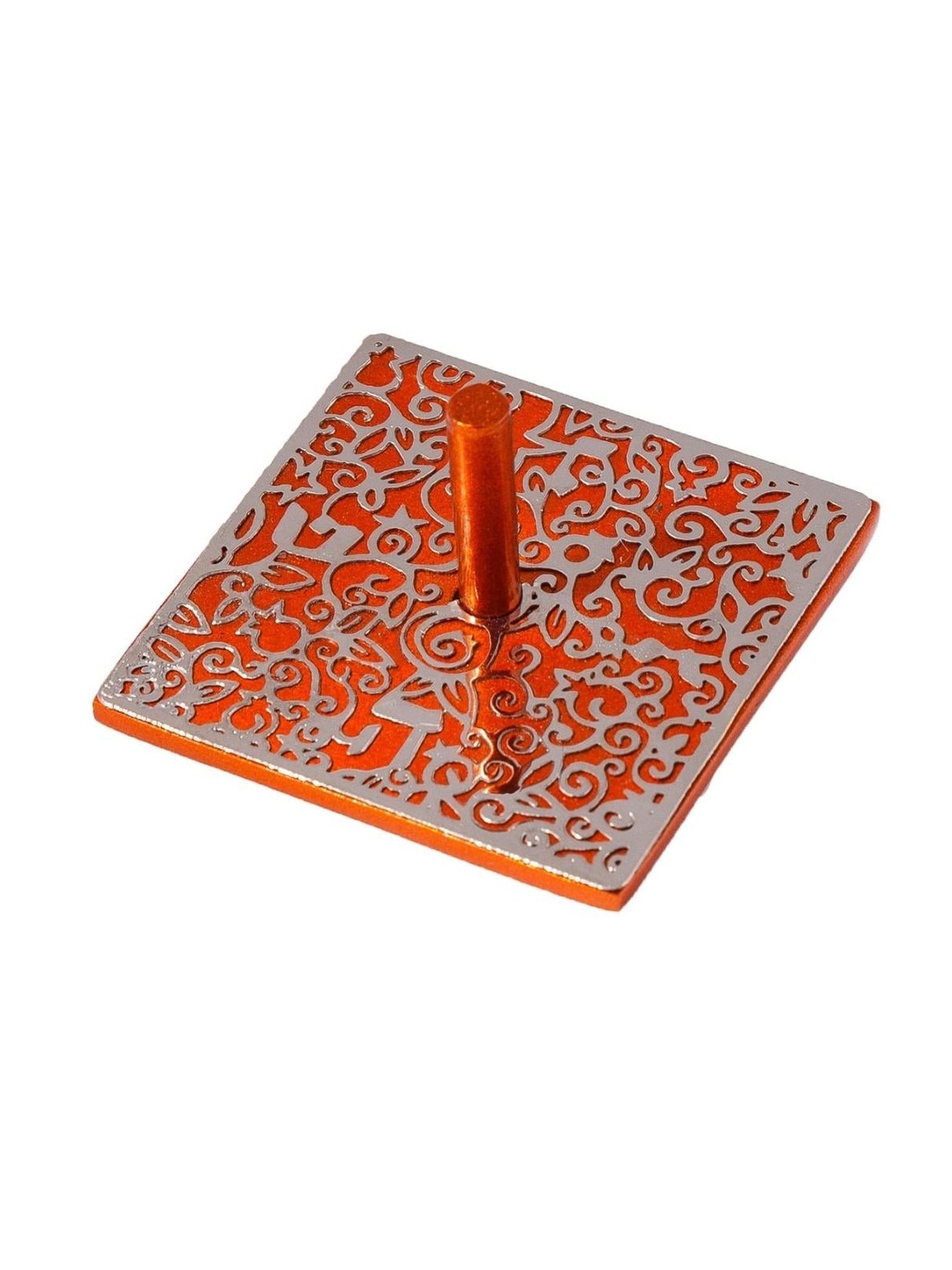 Yair Emanuel Pomegranate & Floral Pattern Square Dreidel (In Range of