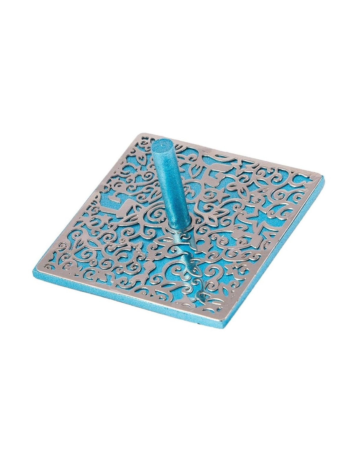 Yair Emanuel Pomegranate & Floral Pattern Square Dreidel (In Range of