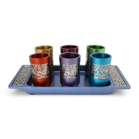 Kiddush Cup Set With Pomegranate Design By Yair Emanuel (Choice of Col