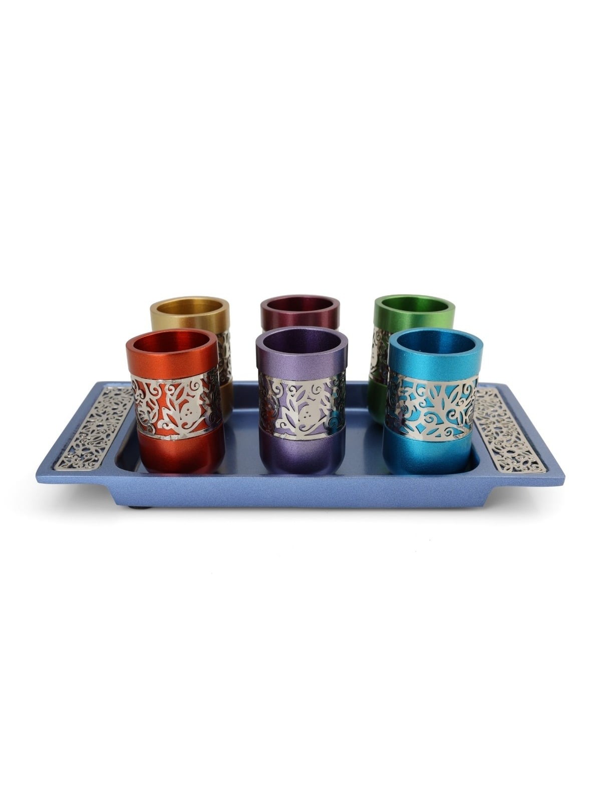 Kiddush Cup Set With Pomegranate Design By Yair Emanuel (Choice of Col
