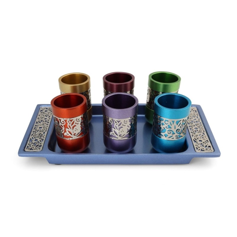 Kiddush Cup Set With Pomegranate Design By Yair Emanuel (Choice of Col