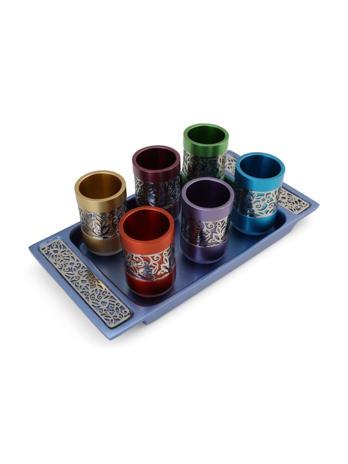 Kiddush Cup Set With Pomegranate Design By Yair Emanuel (Choice of Col