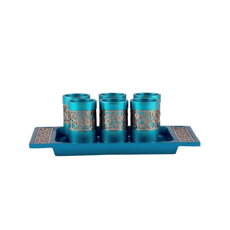 Kiddush Cup Set With Pomegranate Design By Yair Emanuel (Choice of Col