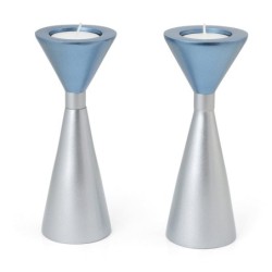 Yair Emanuel Two-Sided Anodized Aluminum Shabbat Candlesticks