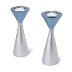 Yair Emanuel Two-Sided Anodized Aluminum Shabbat Candlesticks
