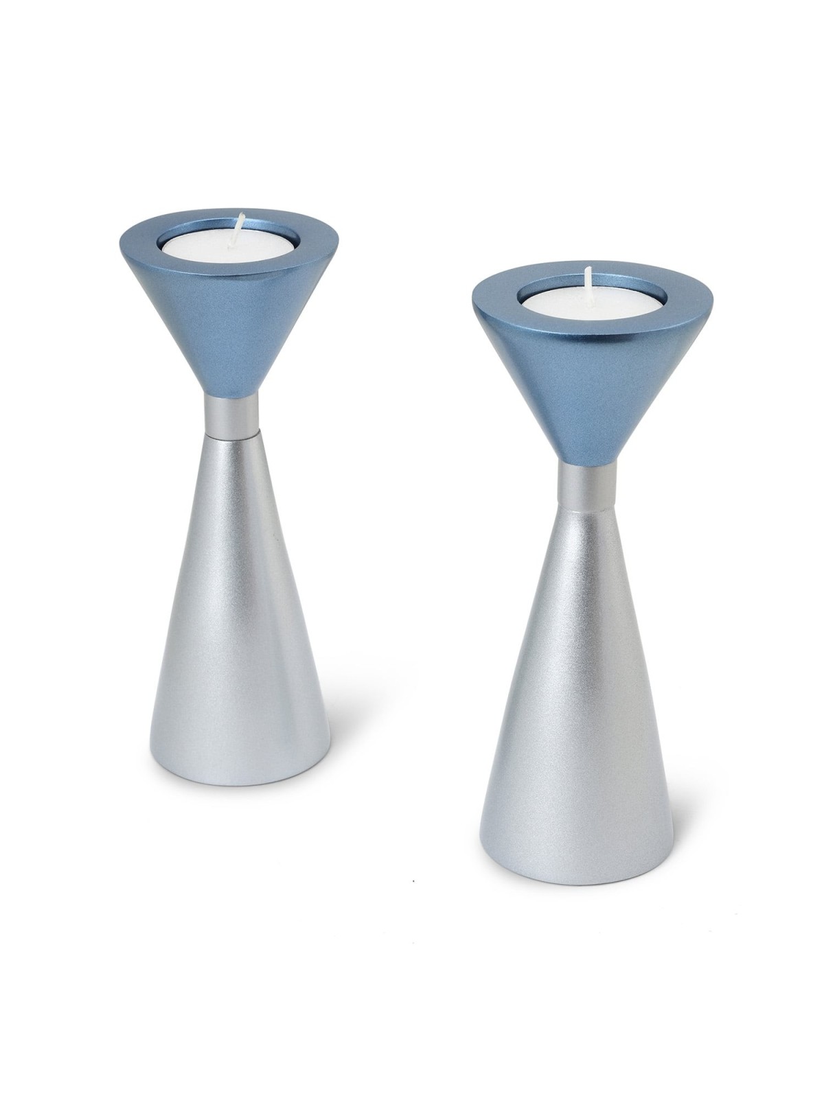 Yair Emanuel Two-Sided Anodized Aluminum Shabbat Candlesticks