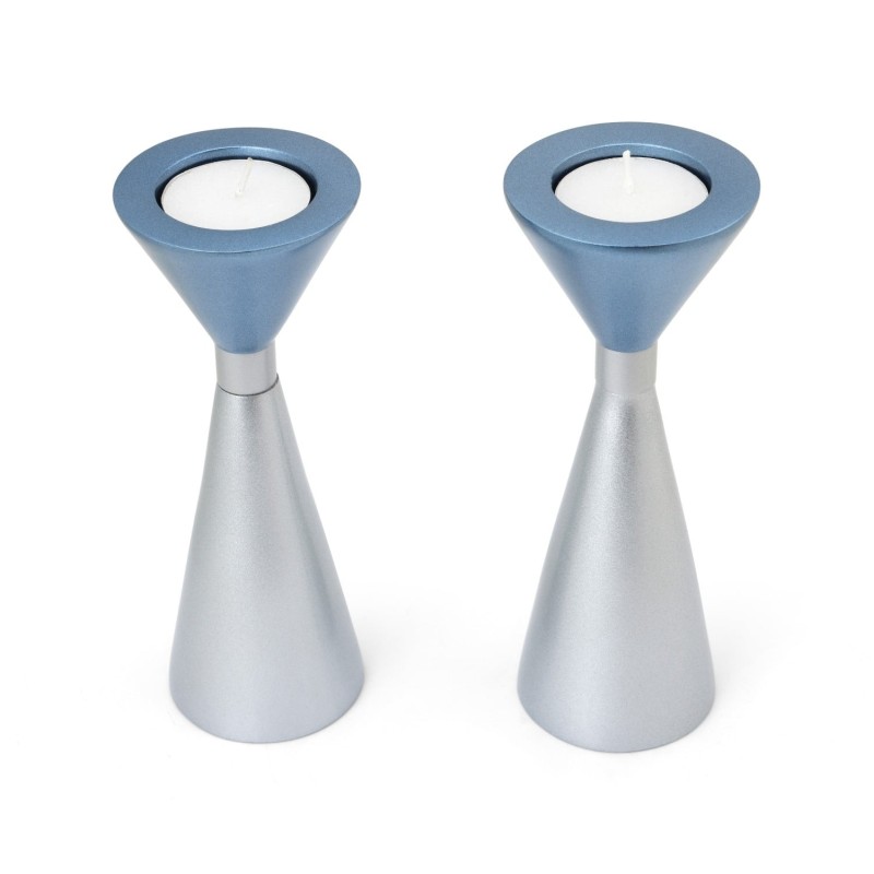 Yair Emanuel Two-Sided Anodized Aluminum Shabbat Candlesticks
