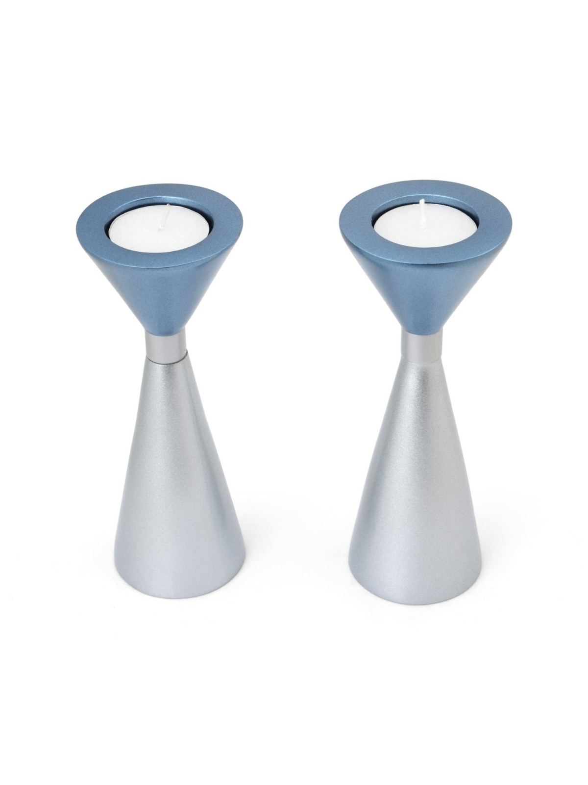 Yair Emanuel Two-Sided Anodized Aluminum Shabbat Candlesticks