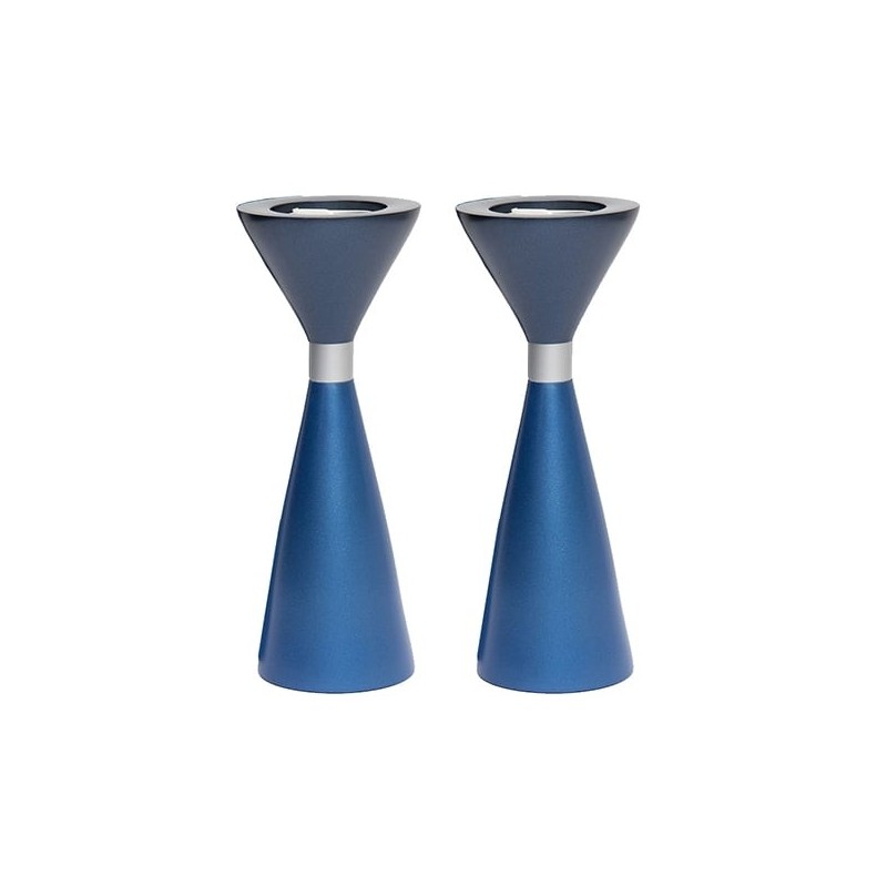 Yair Emanuel Two-Sided Anodized Aluminum Shabbat Candlesticks