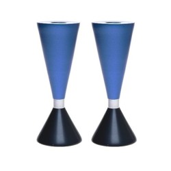 Yair Emanuel Two-Sided Anodized Aluminum Shabbat Candlesticks