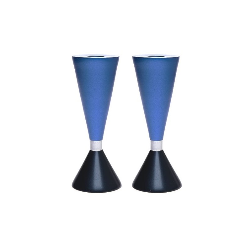 Yair Emanuel Two-Sided Anodized Aluminum Shabbat Candlesticks