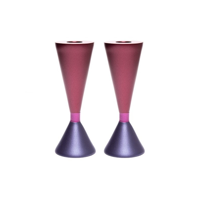 Yair Emanuel Two-Sided Anodized Aluminum Shabbat Candlesticks