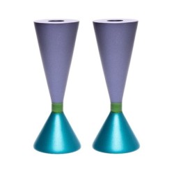 Yair Emanuel Two-Sided Anodized Aluminum Shabbat Candlesticks
