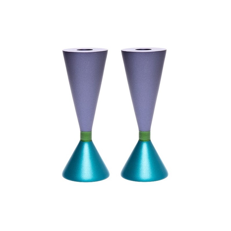 Yair Emanuel Two-Sided Anodized Aluminum Shabbat Candlesticks