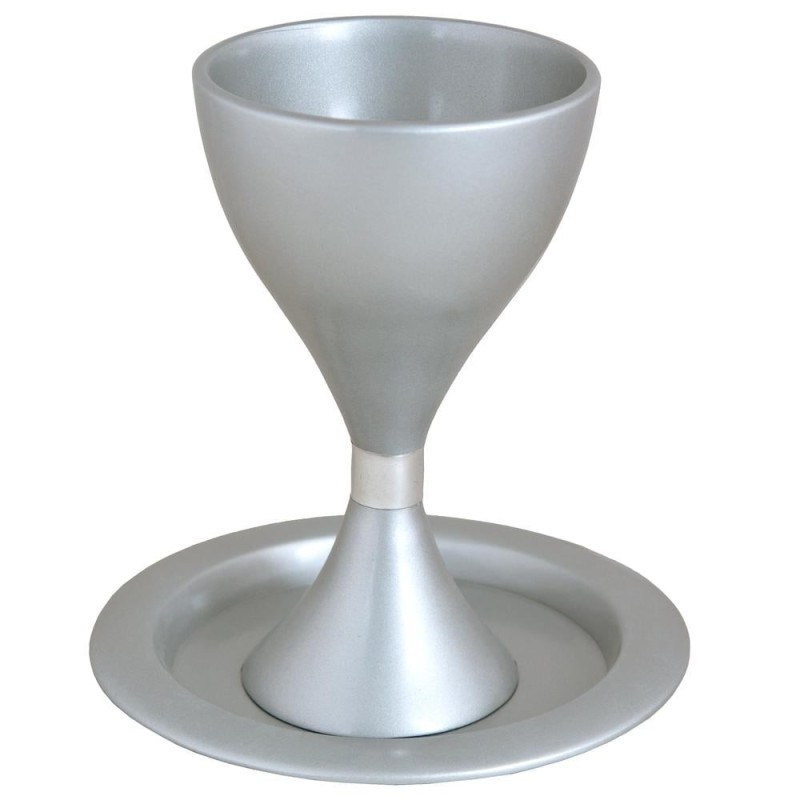 Yair Emanuel Anodized Aluminum Kiddush Goblet with Saucer