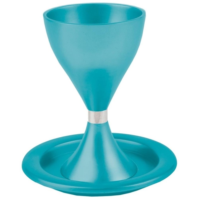 Yair Emanuel Anodized Aluminum Kiddush Goblet with Saucer
