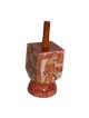 Yair Emanuel Small Wooden Dreidel with Stand - Jerusalem Pink