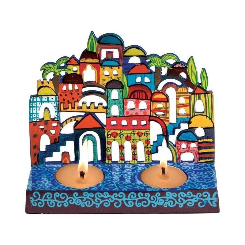 Jerusalem: Yair Emanuel Painted Laser Cut Metal Candle Holder