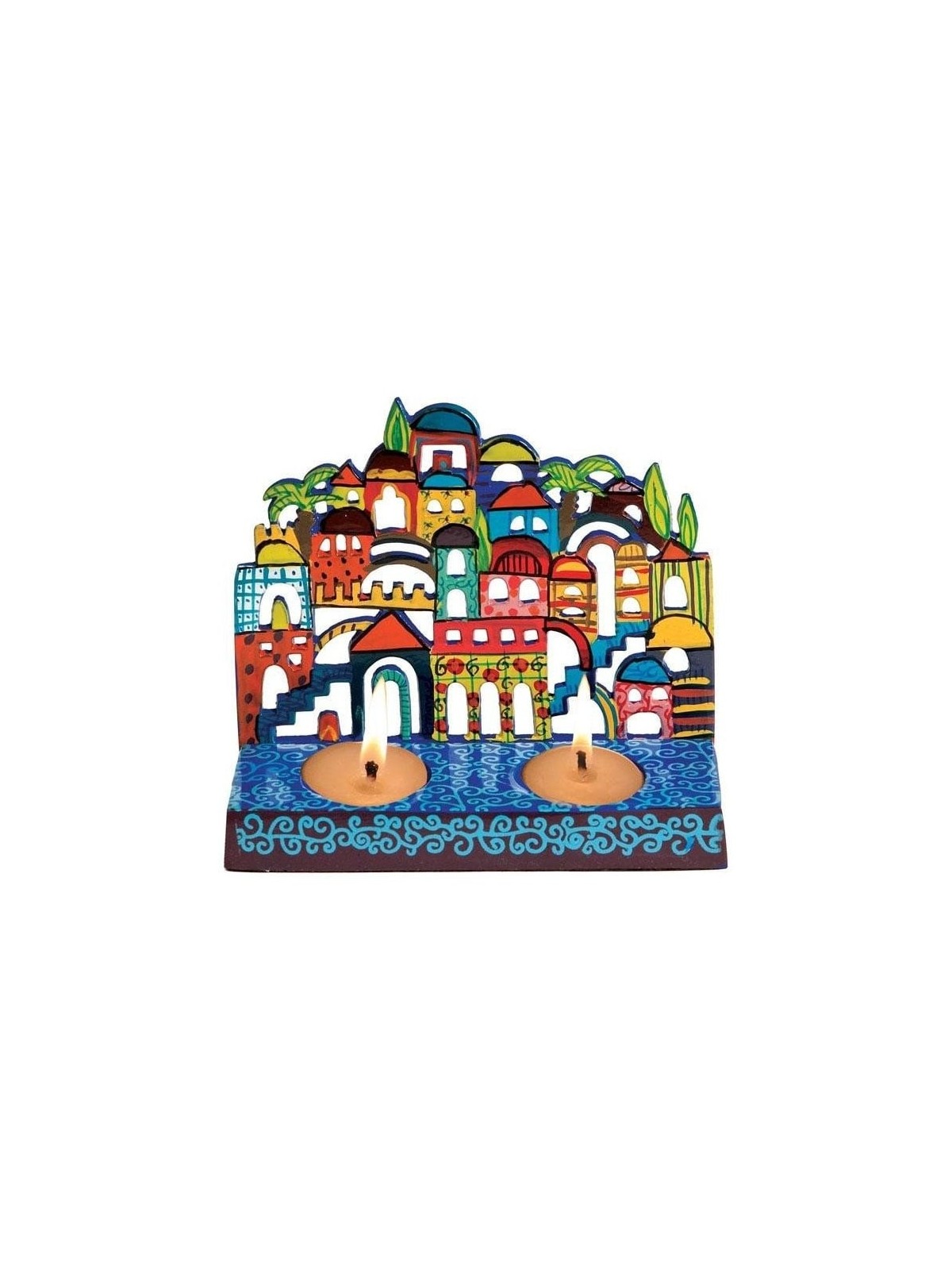 Jerusalem: Yair Emanuel Painted Laser Cut Metal Candle Holder