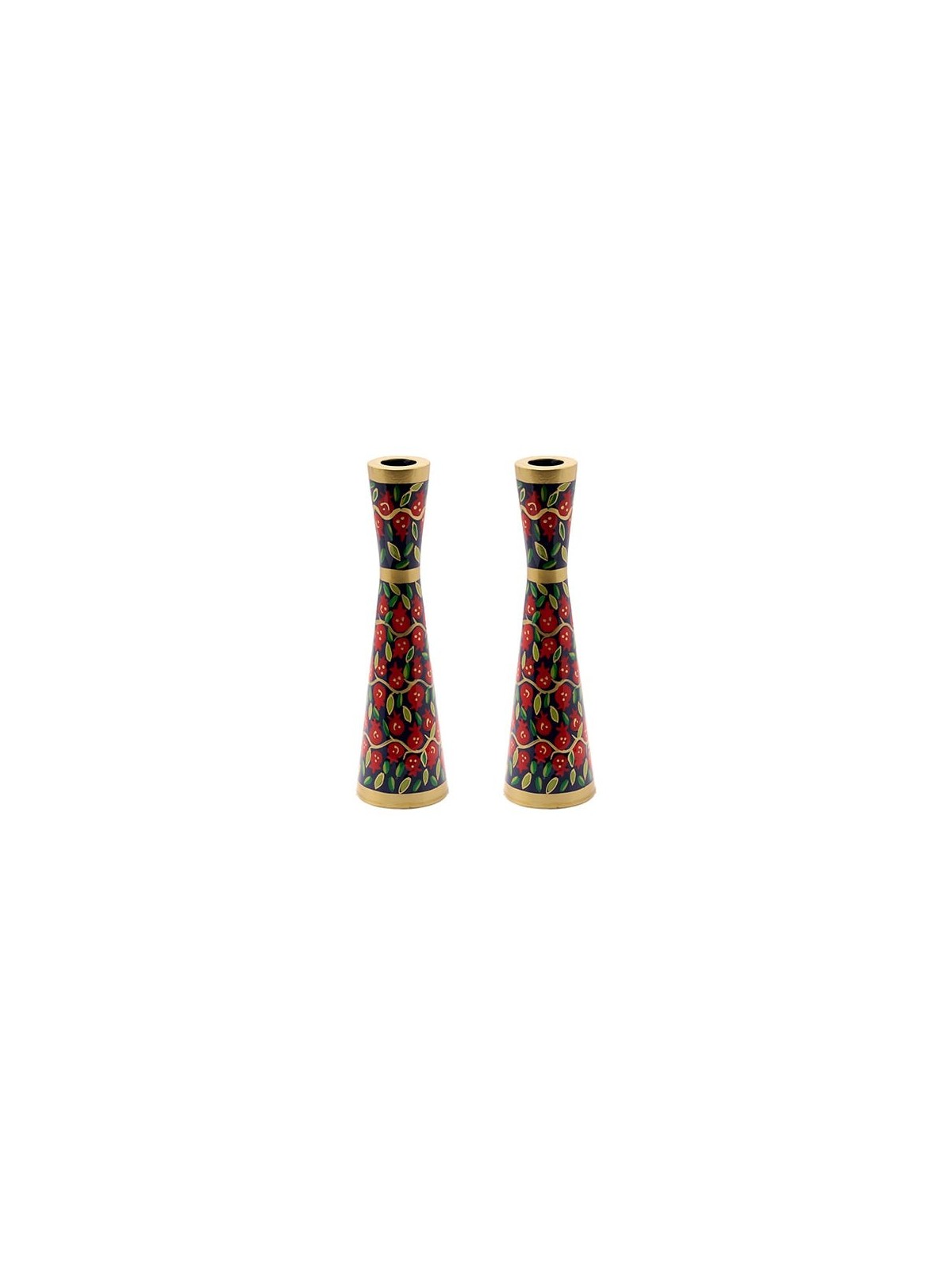 Hand Painted Pomegranate Candlesticks by Yair Emanuel 8.5' / 21 cm