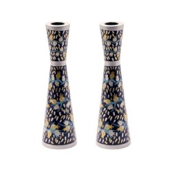 Hand Painted Pomegranate Candlesticks by Yair Emanuel 8.5' / 21 cm