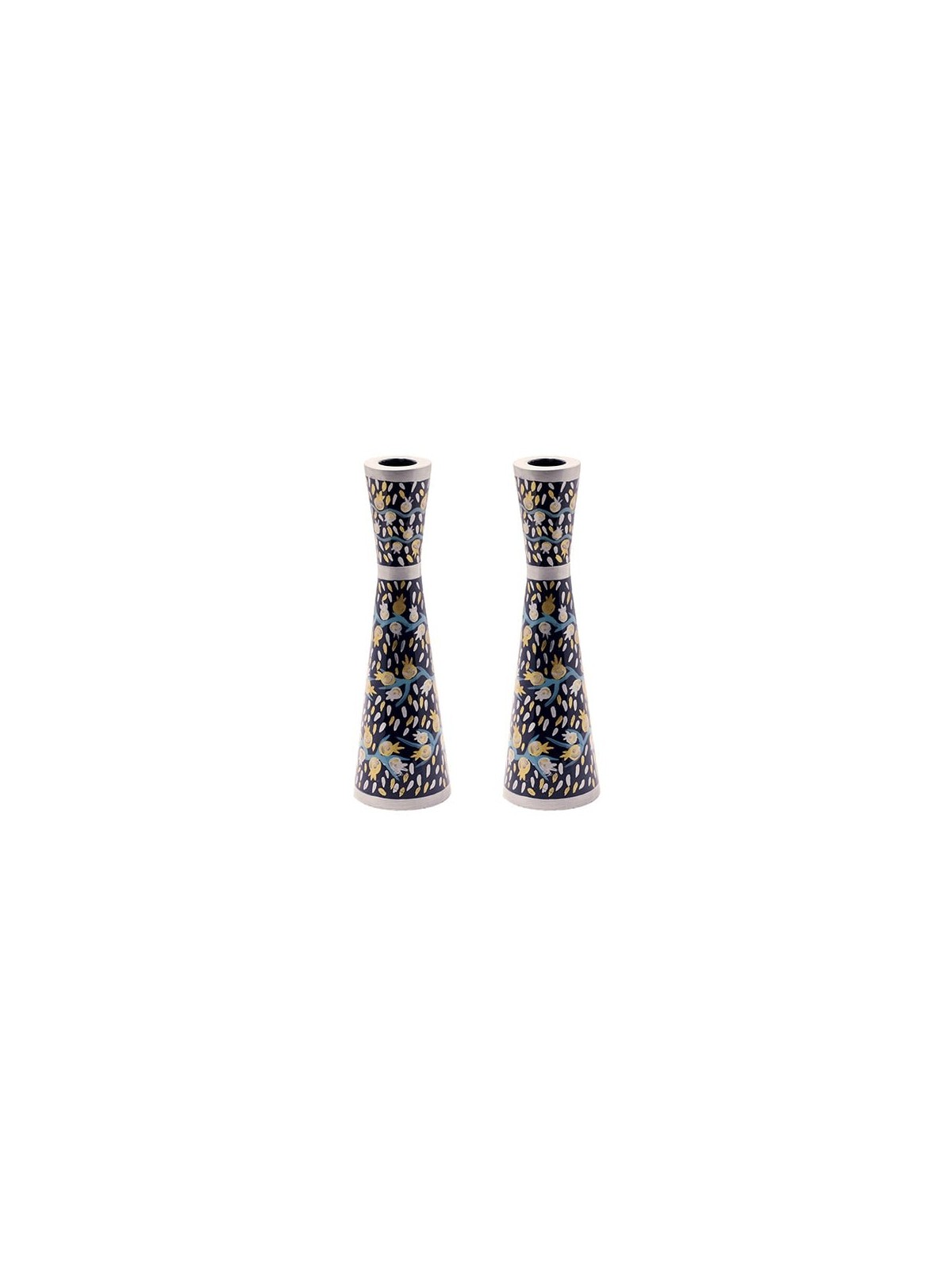 Hand Painted Pomegranate Candlesticks by Yair Emanuel 8.5' / 21 cm