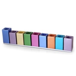 Yair Emanuel Anodized Aluminum Cubes Hanukkah Menorah (Choice of Color