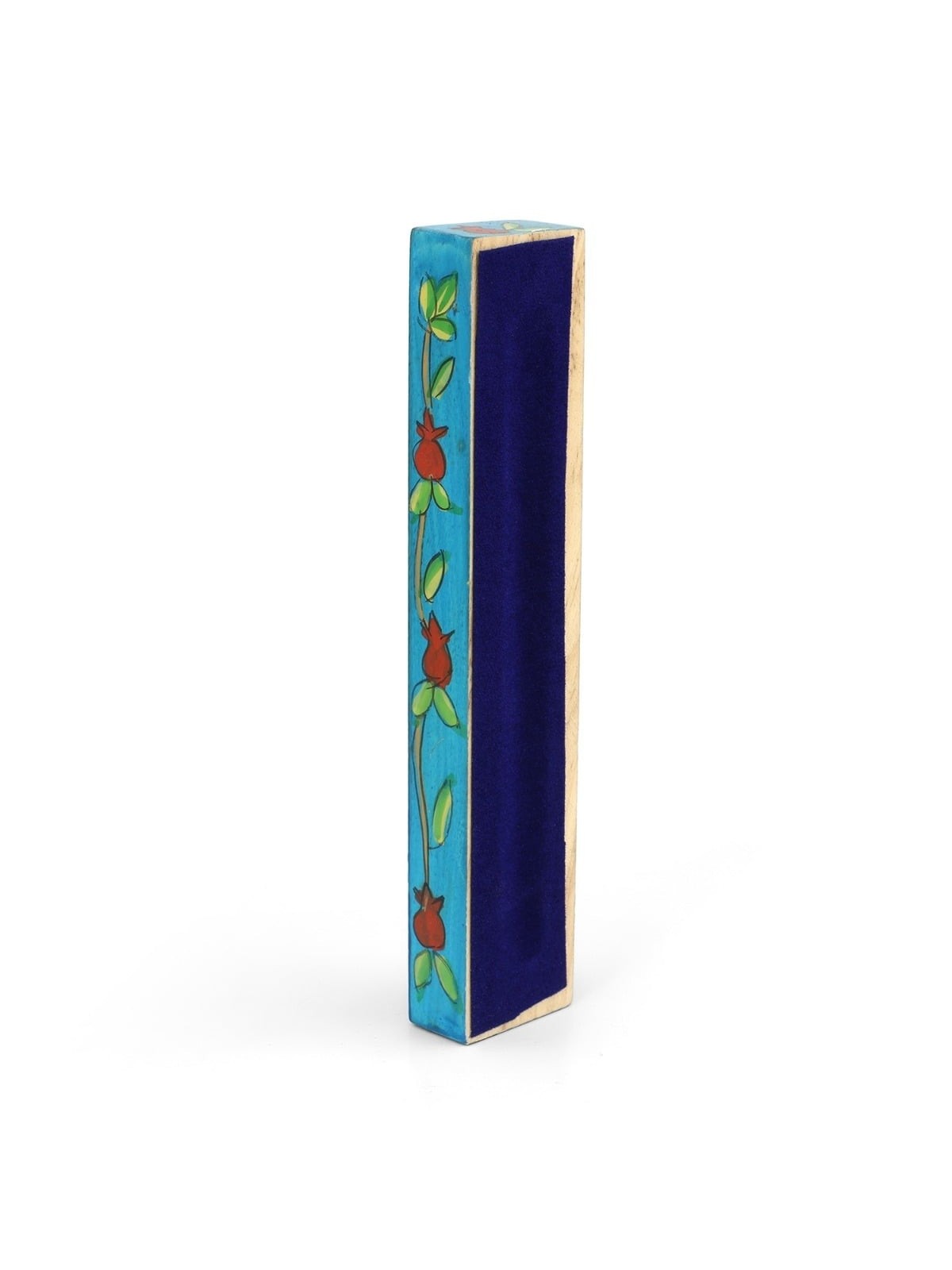 Yair Emanuel Small Wooden Mezuzah - Pomegranate Branches