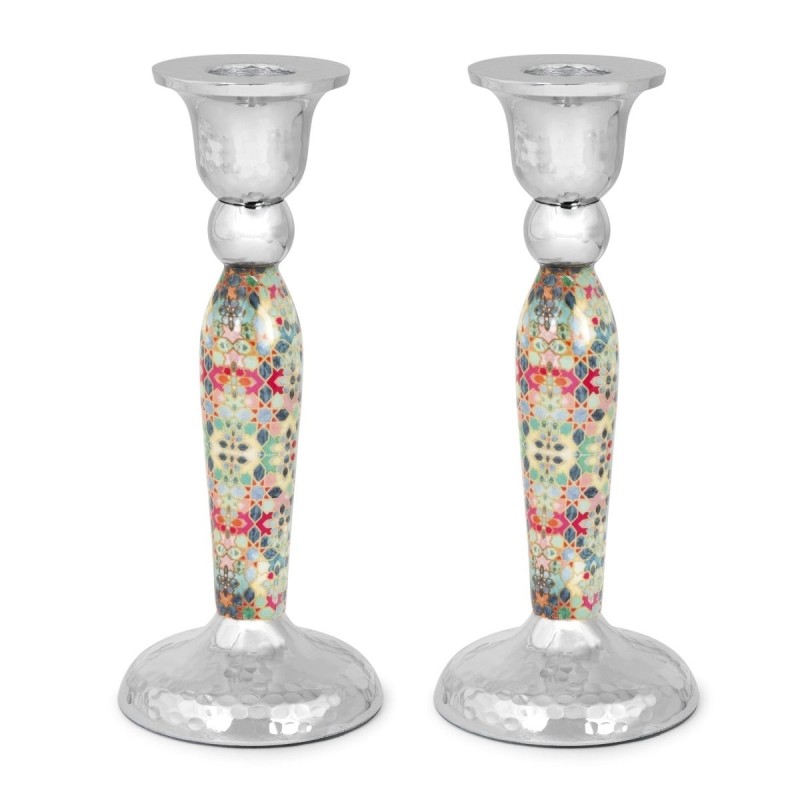 Yair Emanuel Modern Candlesticks - Mosaic Design